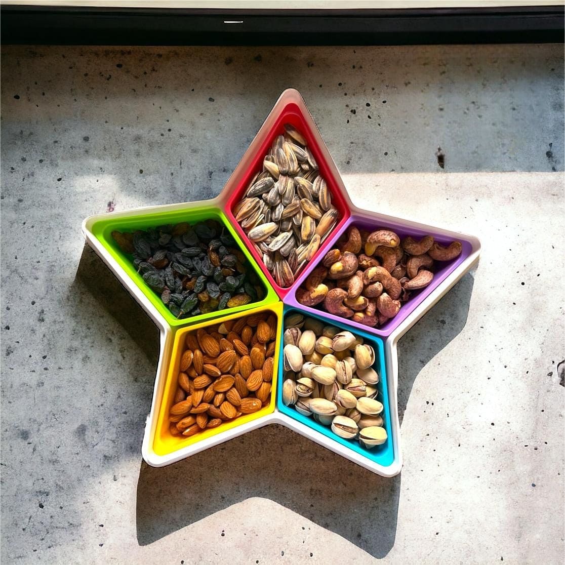 Star Dried Fruit Tray, Household Divided Fruit Bowl with Lid, Plastic Snack Serving Tray, Food Storage Organizer, Multifunction Dried Fruit Box Star Dried Fruit Tray, Household Divided Fruit Bowl with Lid, Plastic Snack Serving Tray, Food Storage Organizer, Multifunction Dried Fruit Box